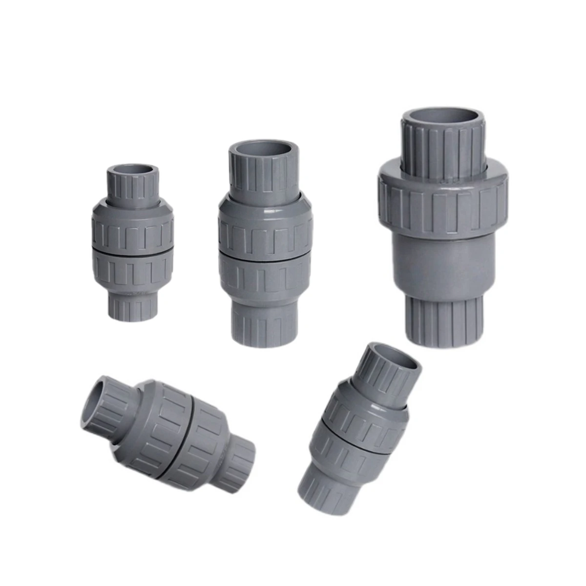 1PC PVC Check Valve 20/25/32/40/50mm Water Pipe One Way No-Return Valve Grey Aquarium Fish Tank Garden Irrigation Pipe Joints