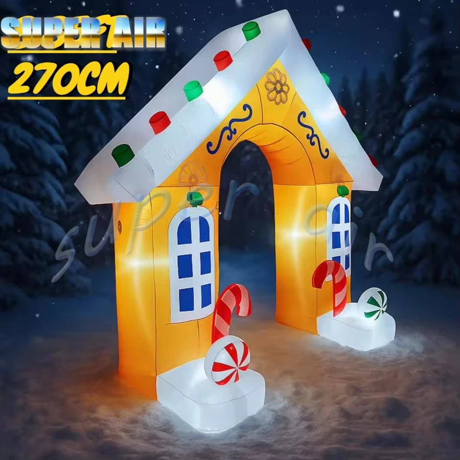 중국산 특별 디자인 풍선 장난감 진저브레드 하우스 아치 크리스마스 마당 장식 조명 크리스마스 용품 가정용