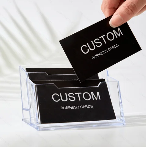 200/500/1000pcs Customizable Cards, Personalized Business Cards with Acrylic Storage Box,Matte film Thank You Invitations