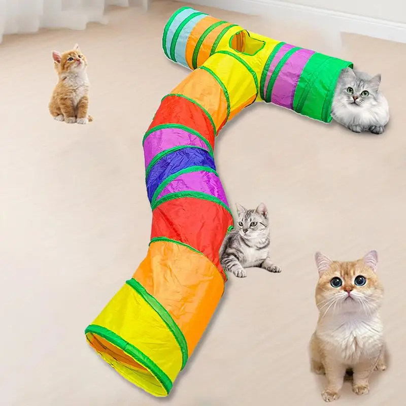 Cat Play Tunnel Interactive Pet Supplies With Peek Hole Peek Hole Interactive Kitten House Colorful Pet Supplies For Small