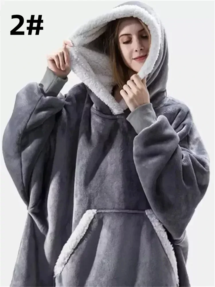 2024 New Winter Hoodies Sweatshirt Women Men Pullover Fleece Giant TV Oversized Blanket with Long Flannel Sleeves