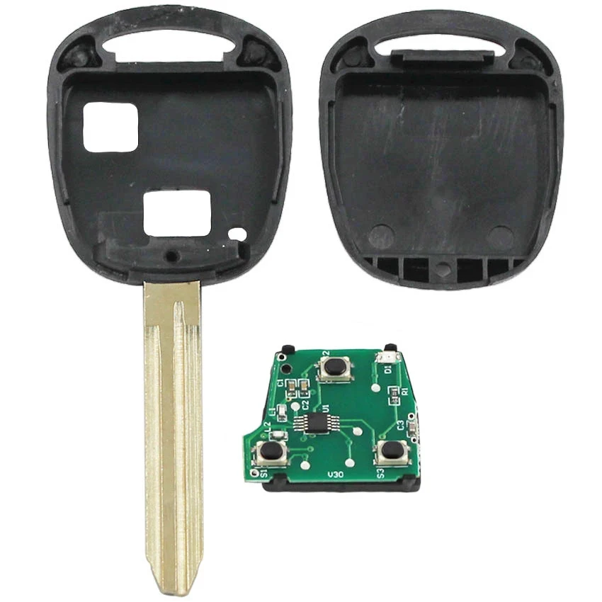 Ecusells Remote Car Key Fob 2 Button 433MHz 4C Chip for Toyota RAV4 Auris Prado Corolla Camry Yaris P/N:60081 TOY43