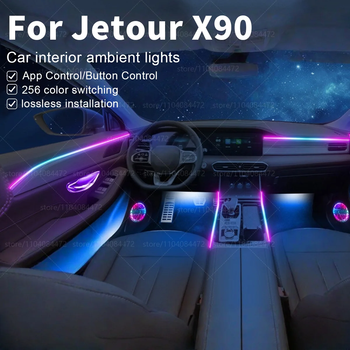 For Jetour X90 T2X 22in1 RGB Car Interior Acrylic Car Ambient Lights RGB Hidden Acrylic Strip Decoration Atmosphere Accessories