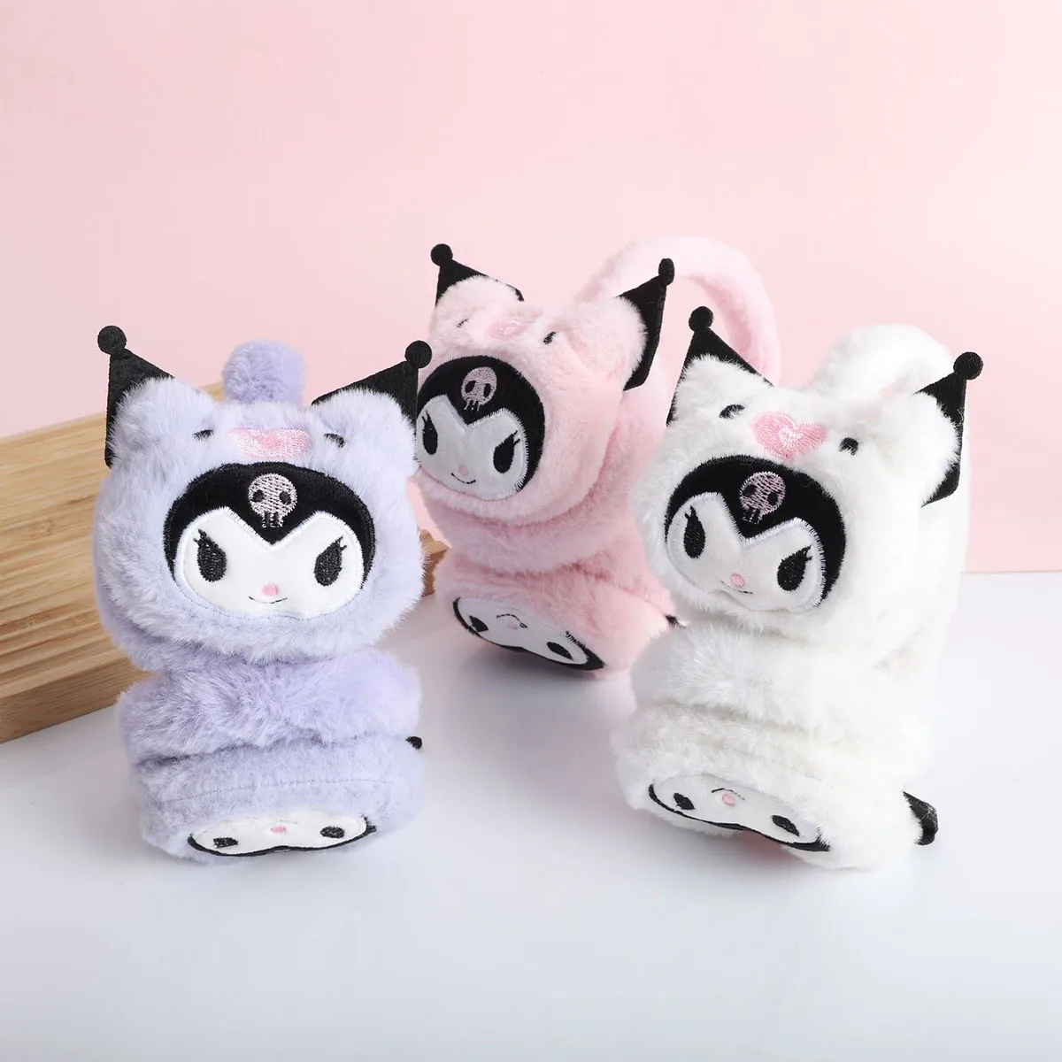 غطاء أذن للأطفال من القطيفة الناعمة من سانريو، غطاء أذن كورومي أكثر دفئًا، هدية لطيفة على شكل رسوم كرتونية للشتاء للحماية من البرد