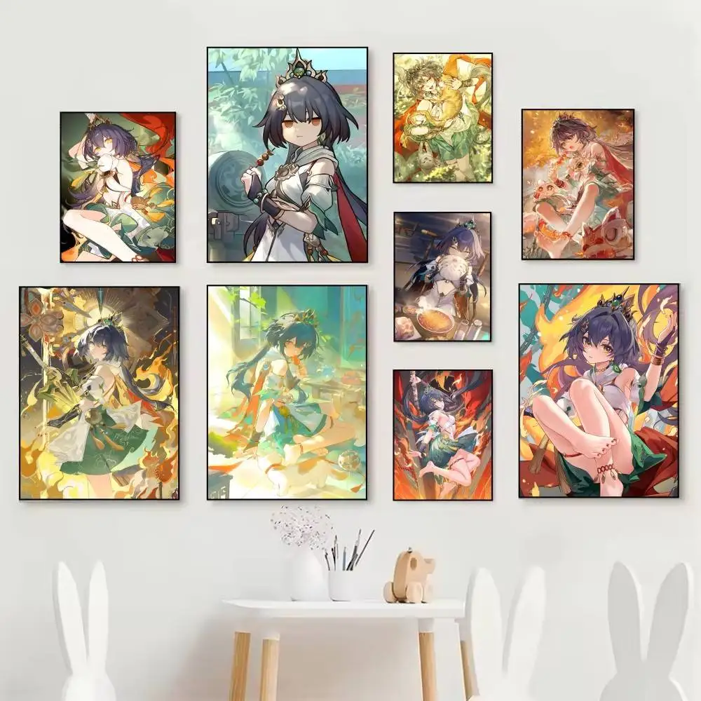Game Cute Girl Anime Honkai Star Rail Yunli Posters Self Adhesive Waterproof Ideal For Living Room Bedroom Bar Decoration