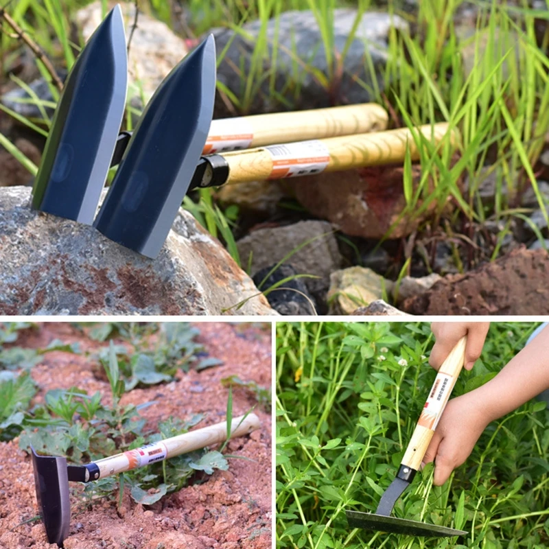 Herramientas de azada de jardín de acero al manganeso multifuncionales duraderas con mano cómoda para excavar/fertilizar/plantar o malas hierbas 45x14,3x5,5 cm