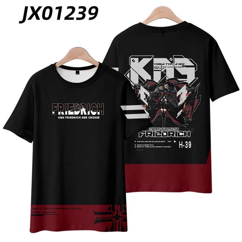 Azur Lane IJN Yūdachi 3D Printing T-shirt Summer Fashion Round Neck Short Sleeve Popular Game Streetwear Plus Size