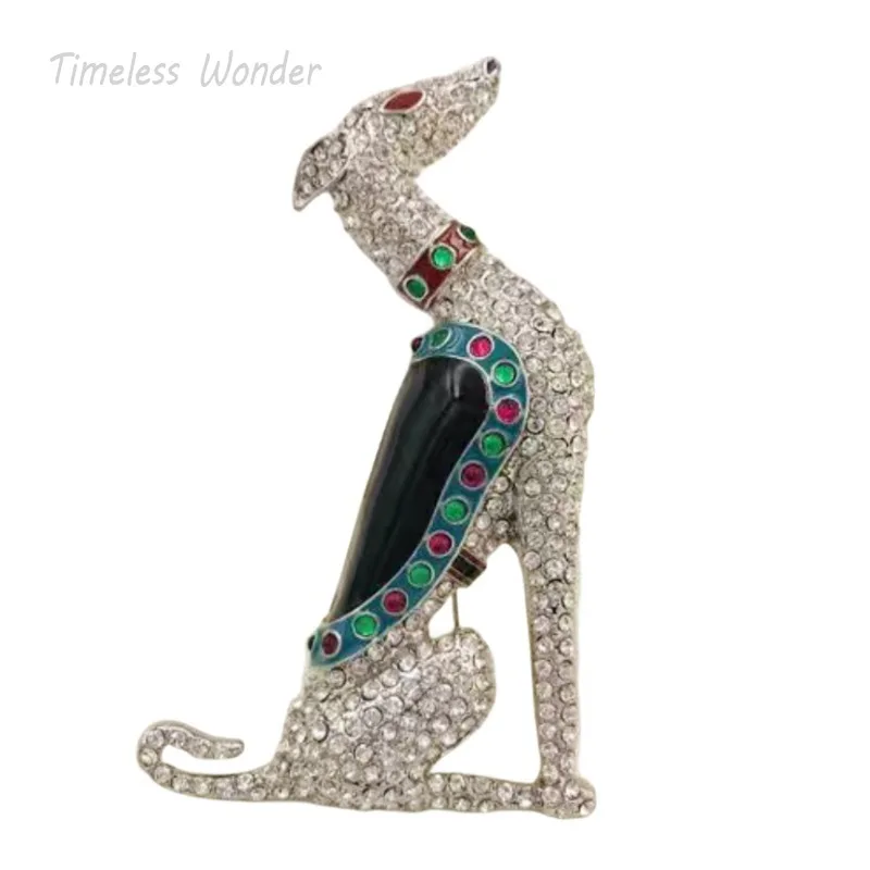 Timeless Wonder Fancy Enamel Zirconia Dog Brooch Pins for Women Designer Jewelry Bride Gown Runway Luxury Brand Gift Rare 5388