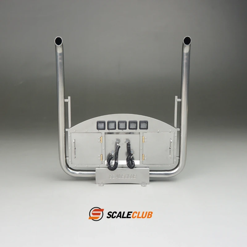SCALECLUB chimenea de escape de Metal con lámpara para 1/14 Tamiya RC camión Tractor Scania Man Actros Volvo coche de juguete accesorios DIY modelos