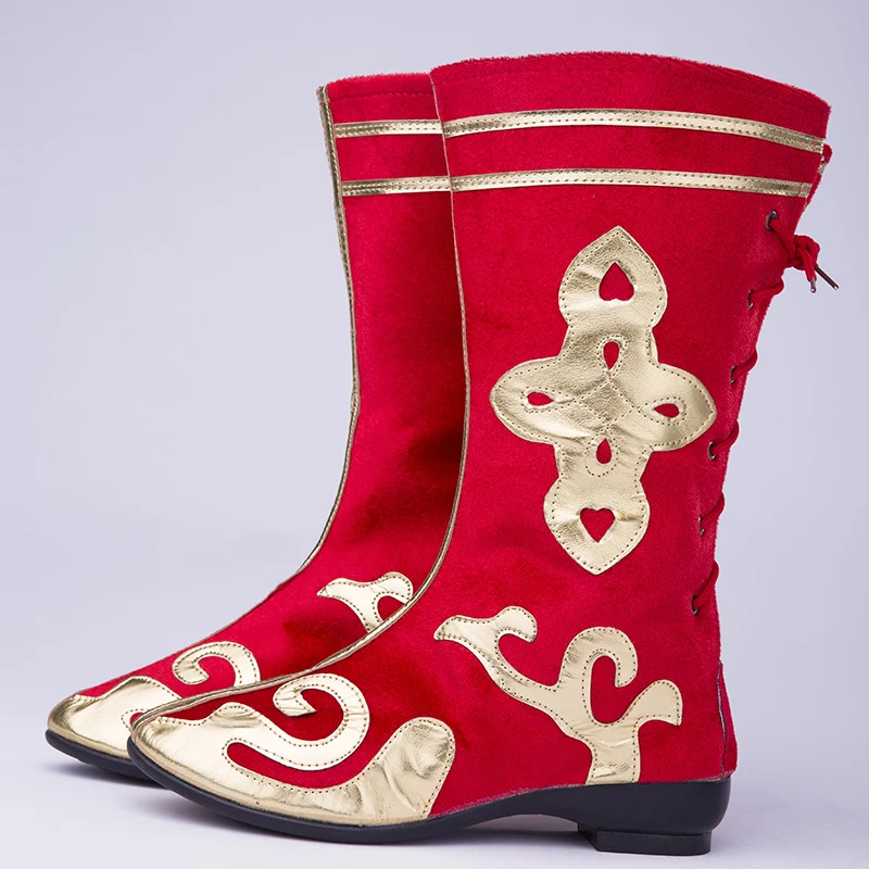Bottes de danse de Style prairie mongole tibétaine, chaussures de danse nationale pour femmes et hommes, spectacle sur scène de danse tibétaine