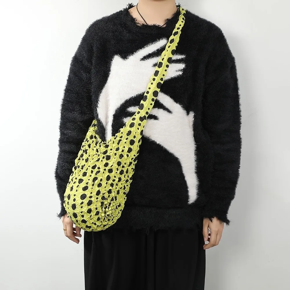 Large Capacity Bubble Crossbody Bag Soft Polyester Black Polka Dot Polka Dot Shopping Bag Stretch Fabric Reusable Design