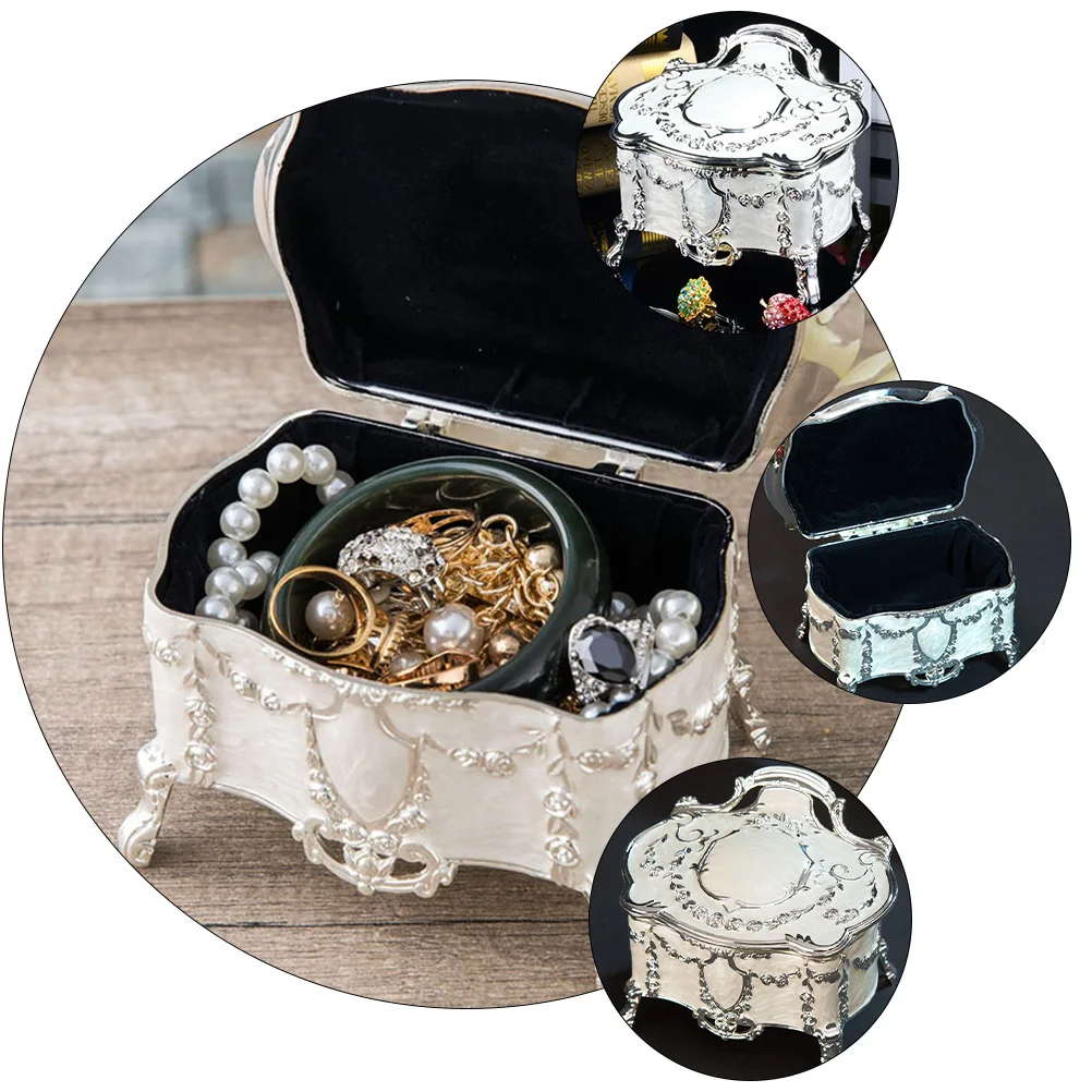

Винтажная шкатулка для драгоценностей, элегантный ретро-футляр для хранения ювелирных изделий для домашнего офиса, декоративный контейнер для хранения, чехол для макияжа