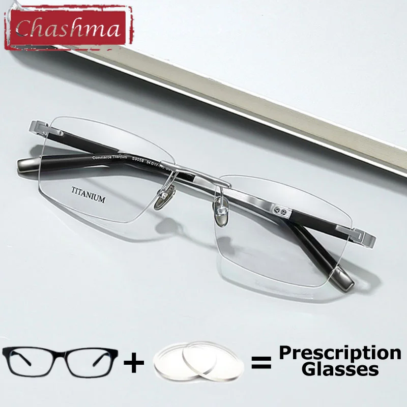 Chashma Prescription Glasses Gentlemen Eyewear Lenses with Recipe Optical Progressive Multifocal Pure Titanium Eyeglasses Frames