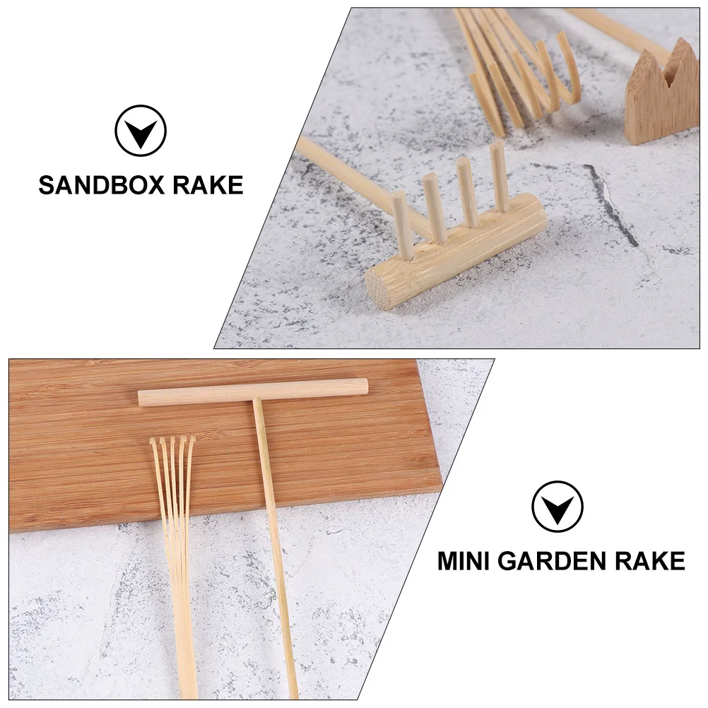 

8 Pcs Bamboo Rake Desktop Mini House Zen Garden Tool Tools Sandbox Miniature Decoration