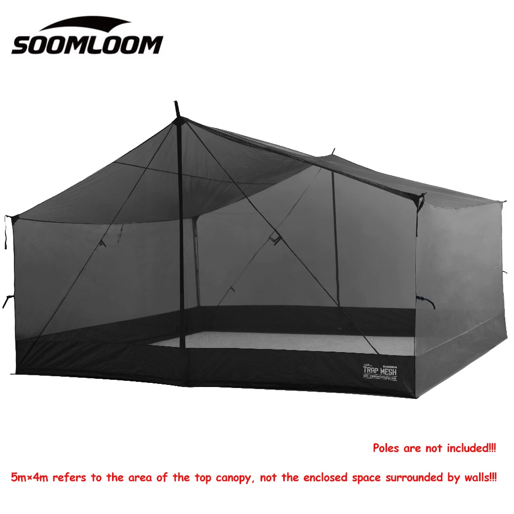 Soomloom 5×4M 타프용 메쉬 스크린 – 스커트가 포함된 초경량 모기장 텐트, 여름 야외 캠핑용 방충 메쉬 쉘터