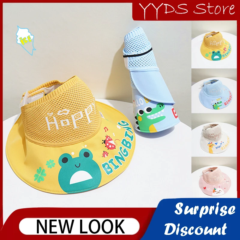 

Children's Sunshade Sun Hat Foldable Big Brim Beach Hat Summer Cartoon Baby Girl Sun Hat Cartoon Outdoor Empty Top Hat