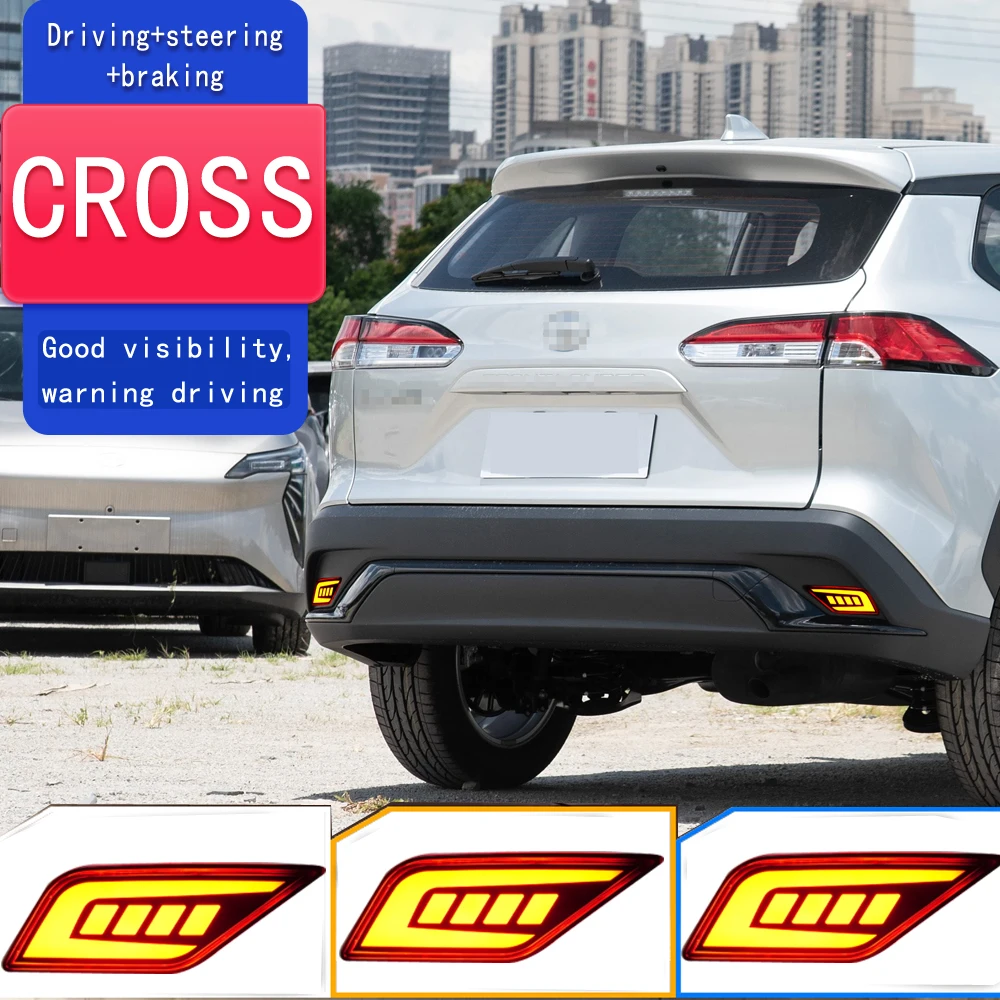 LED Bumper Light For Toyota Corolla Cross Frontlander 2020-2024 3-in-1 Rear Fog Lamp Brake Light Dynamic Turn Signal Reflector