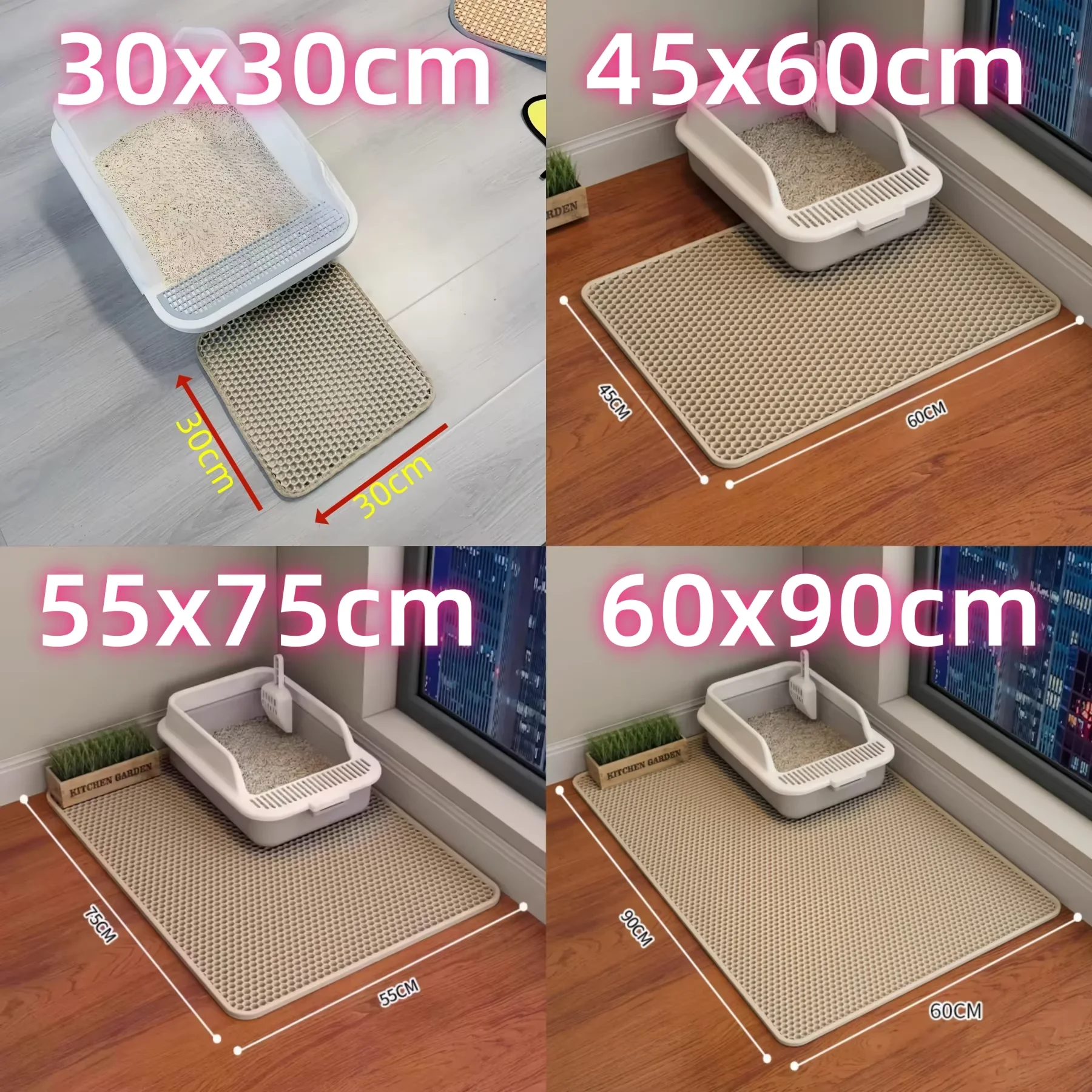 2 Layer Extra Large Cat Litter Mat Heavy Duty Waterproof Non Slip Washable Pet Floor Protector Litter Box Sand Stopper