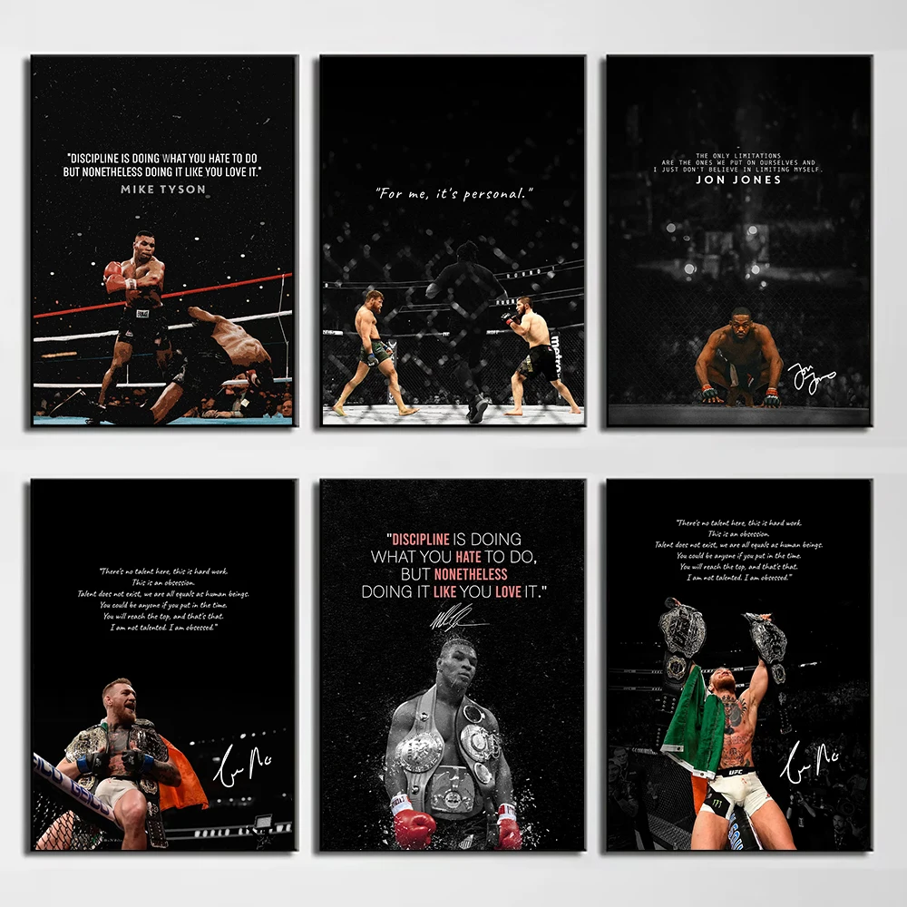 UFC Fighting Boxing Combat Athletes Inspirational Gym Hall Canvas Painting Wall Art Poster Picture Home Decor Mural Cuadros