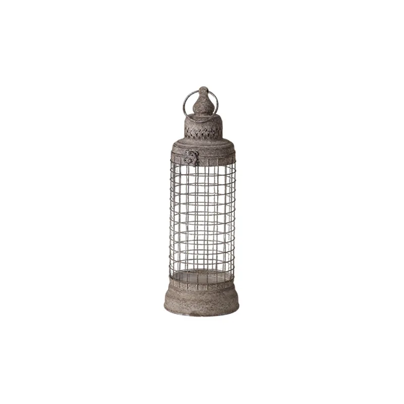 

American antique and old desktop candle holder with glass cover bird cage decoration cross-border outdoor candle holder