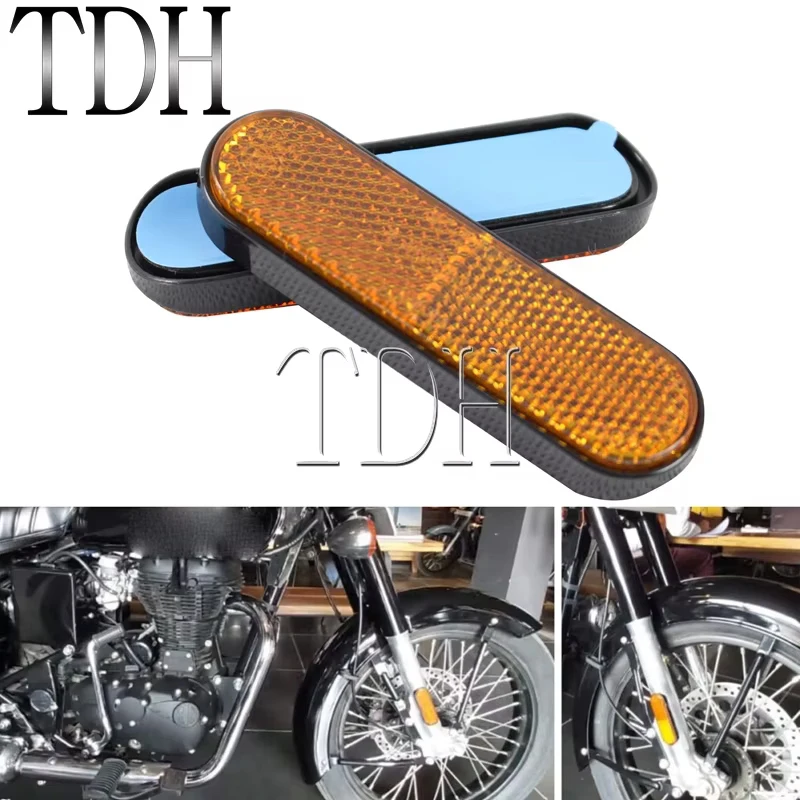Universal Motorcycle Yellow Reflector License Plate Streetbike Front Fork Leg Reflector Cover Warning Strip Car Reflectors