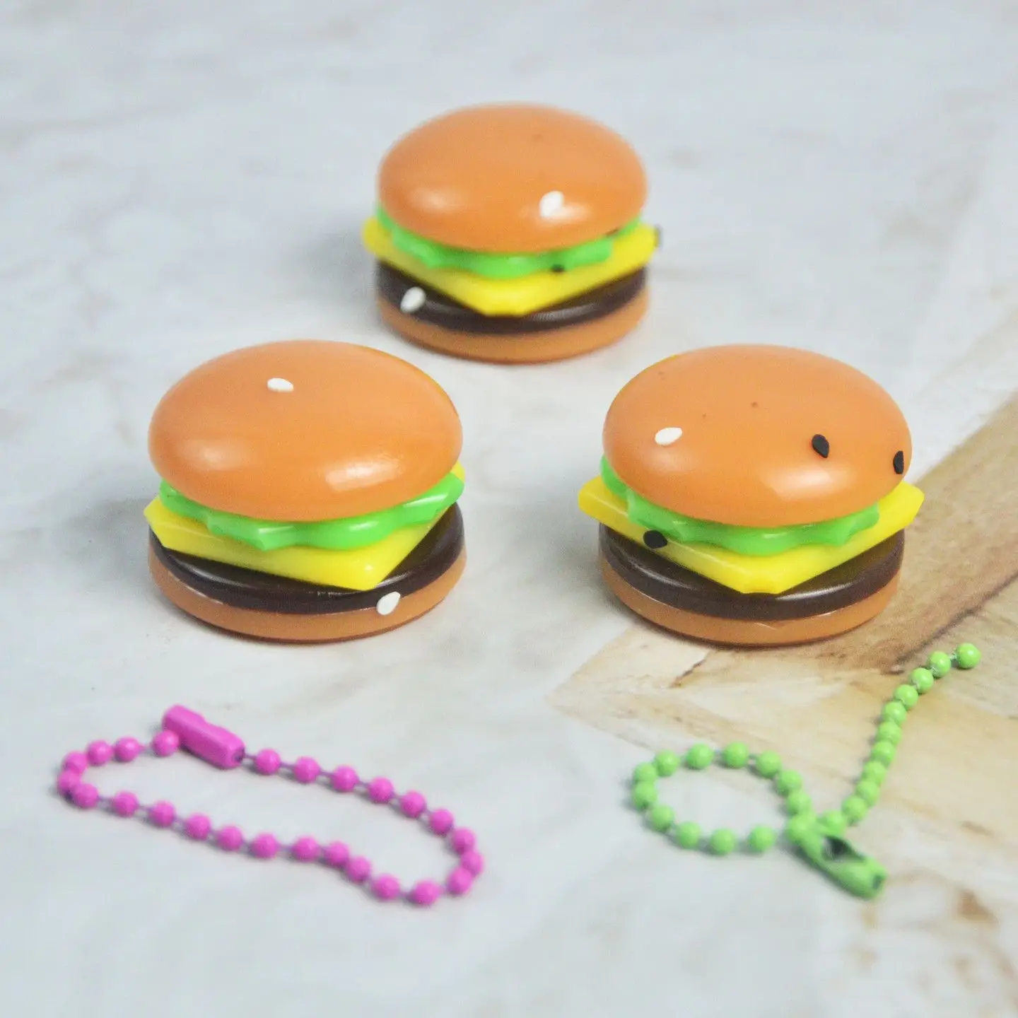 8cm Mini Burger Squeeze Stress Relief Keychain Toy, Slow Rebound, Realistic Food, Funny and Interesting Doll, Gift for Friends view 2