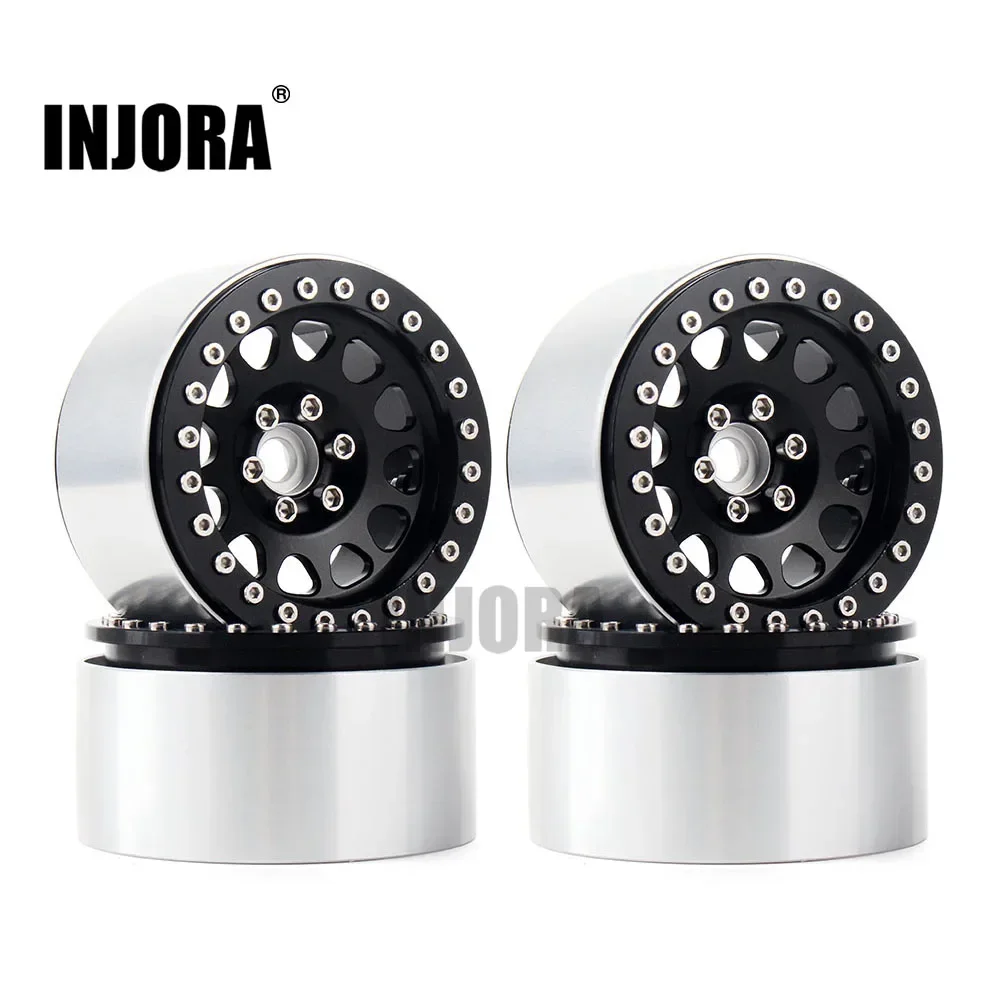 INJORA 4 SZTUK 1/10 RC Rock Crawler Aluminiowe felgi 2.2 Beadlock do Axial SCX10 RR10 Wraith 90048 90018 TRX4 TRX-6