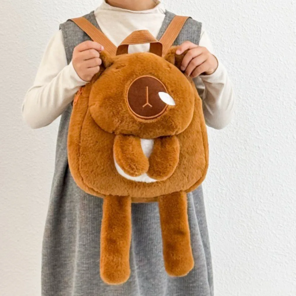 

Kawaii Длинная нога Капибара Плюшевый рюкзак Мультфильм Большая вместимость Капибара Плюшевая сумка на молнии Милая милая сумка на плечо Женщина Леди Девушка