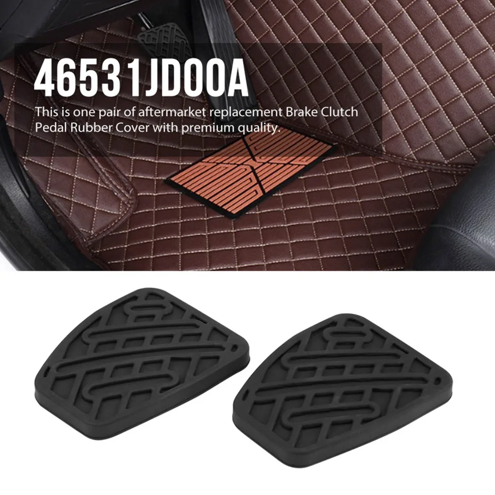 1 Pair Rubber Brake Pedal Pad Black 46531JD00A Clutch Pedal Rubber Cover Pedal Cap for Nissan Qashqai 2007-2016