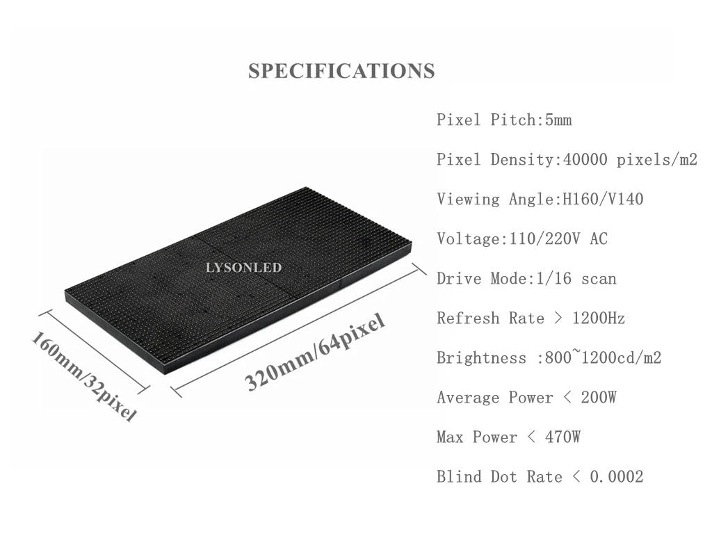 Imagem -05 - Pixels 320x160 mm Lâmpada Led Preta p5 Interior Smd2121 Painel de Exibição de Módulo Led Colorido 64x32