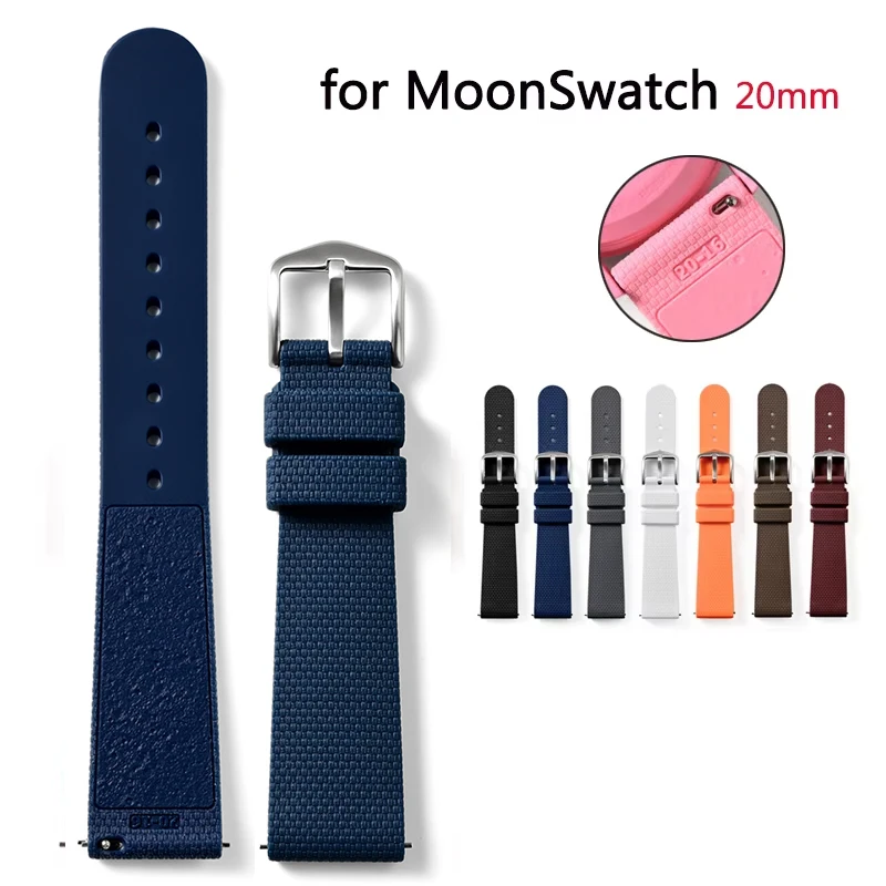 Flüssiges Silikonarmband für Omega X Swatch MoonSwatch Earthphase 20 mm Schnellverschluss-Textur Herren Damen Ersatzarmband Uhrenarmband