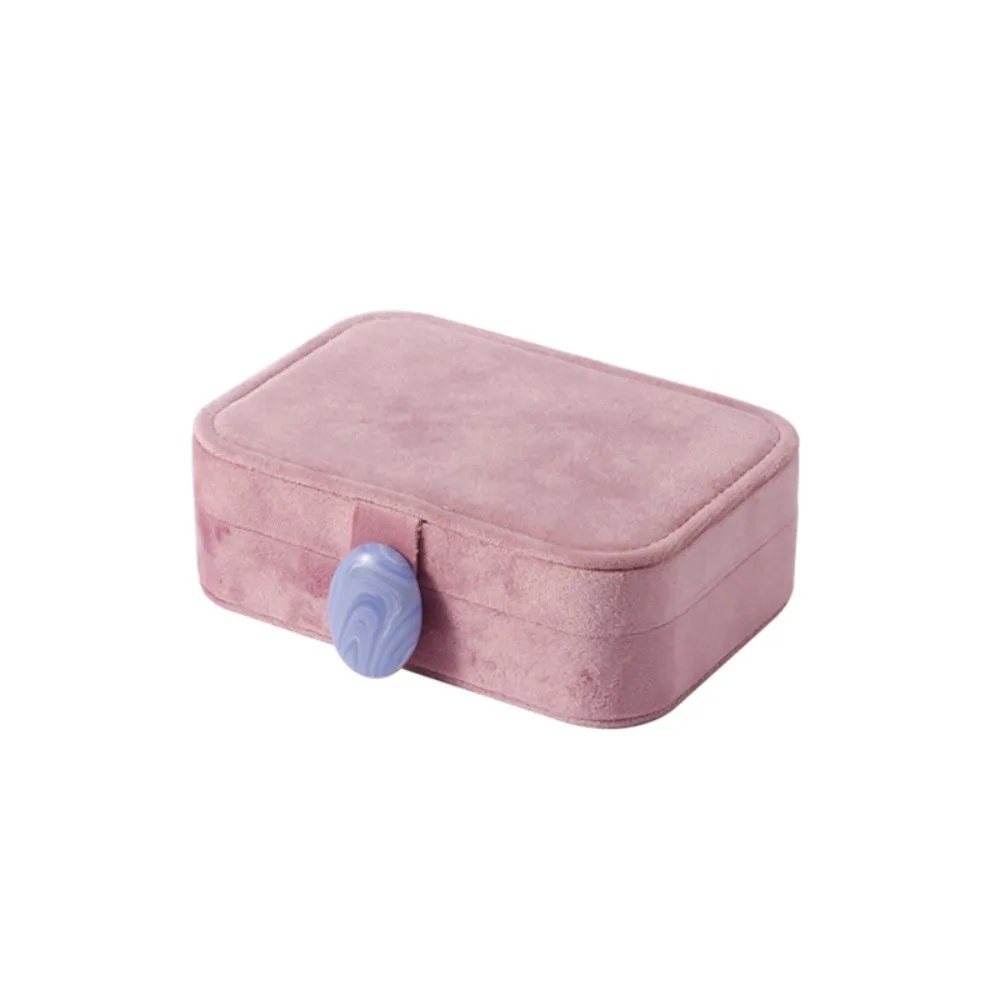 Large Capacity Velvet Jewelry Box Stone Multi-compartment Travel Jewelry Box Solid Color Exquisite Necklace Storage Box