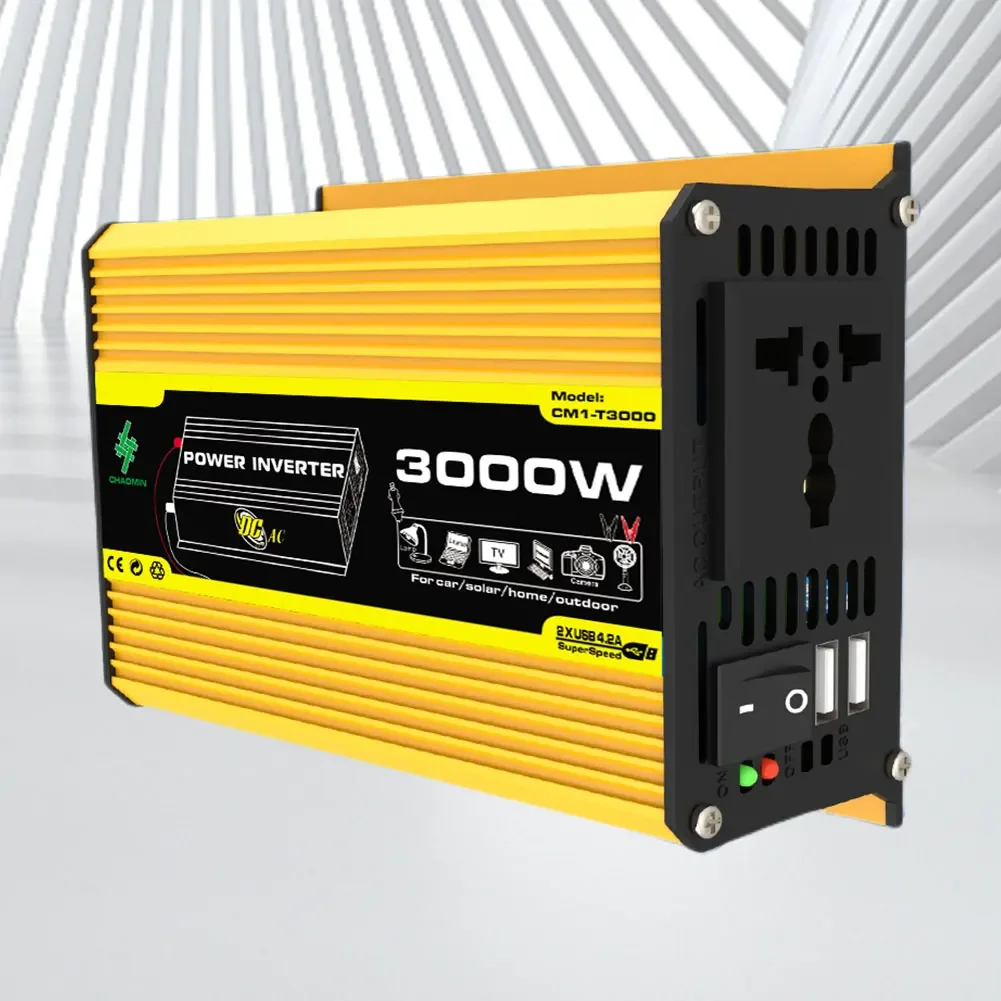 Trasformatore di tensione per auto Dual USB 3000W DC 12V a AC 110/220V Inverter per auto Inverter di potenza digitale fusibile integrato per camper