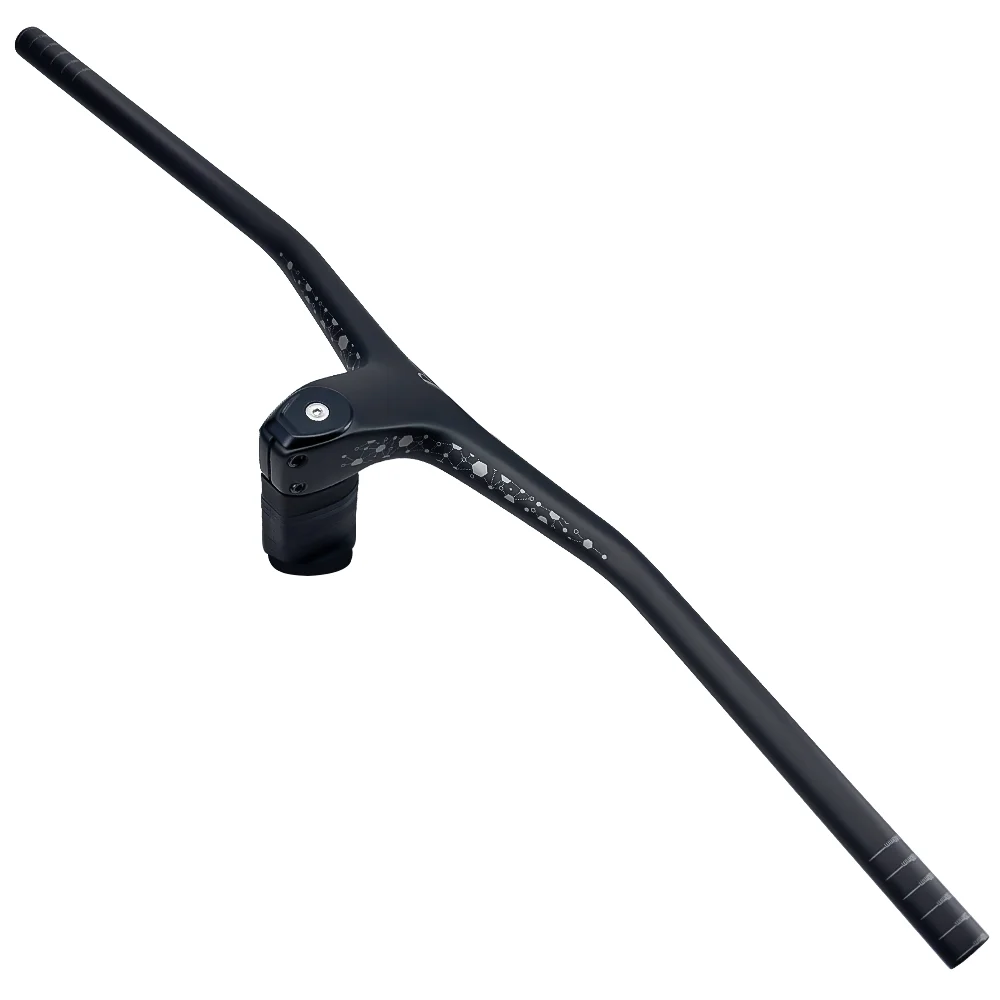 BALUGOE Carbon Mountain Bike Integrated Handlebar 28.6mm -17Degree Mtb Handlebars and Stem 740mm60/70/80/90/100mm Bicycle handle