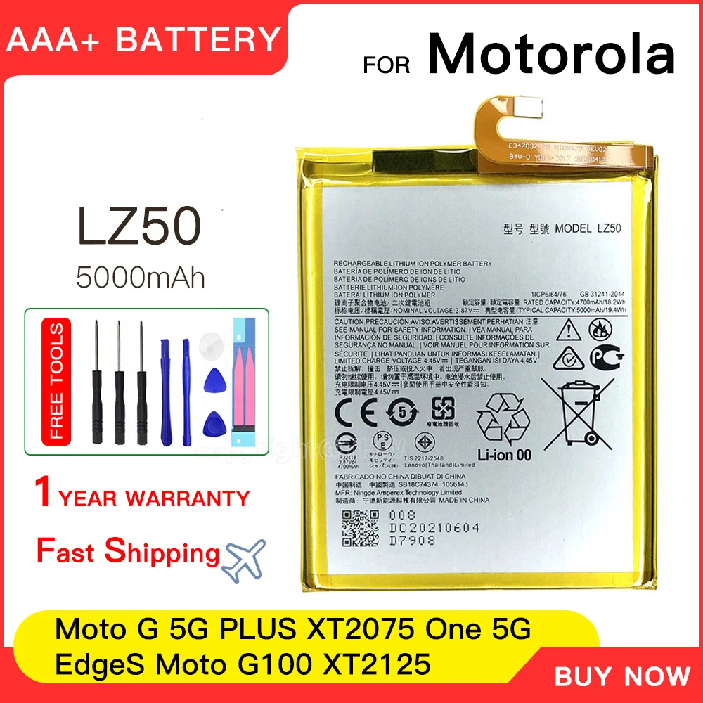 

100% genuine 5000mAh LZ50 Battery For Motorola Moto One 5G Plus/G100/Edge High Quality Replacement Batteries Batteria