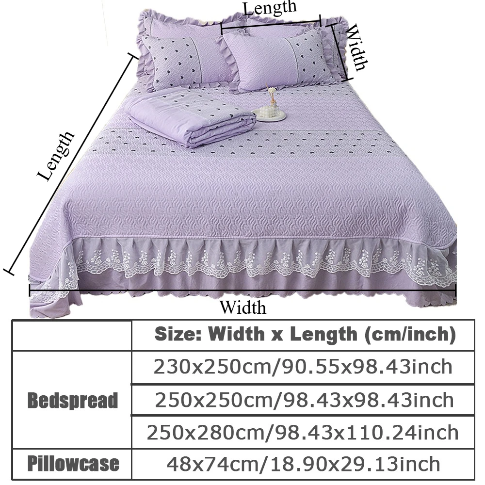 1PC Laced Bedspread Solid Color Bed Cover Thicken Bedsheets Home Mattress Protector Colchas Queen Size Bed Linen (No Pillowcase)
