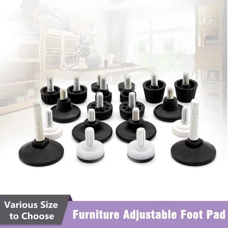 8pc/pack Furniture Adjustable Bolt Chair Feet Level Floor Protector Leg Pad Base M8 M6 Sofa Cabinet Table Mute Damping Anti-skid