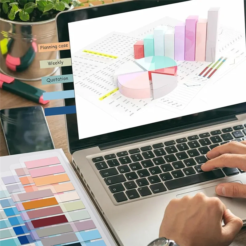 QWE-2400 Stück Haftnotizregisterkarten, 120 Farben beschreibbare Haftnotizregisterkarten für Ordner, Anmerkungsregisterkarten, Seitenmarkierungen, Klassifizierungsdateien