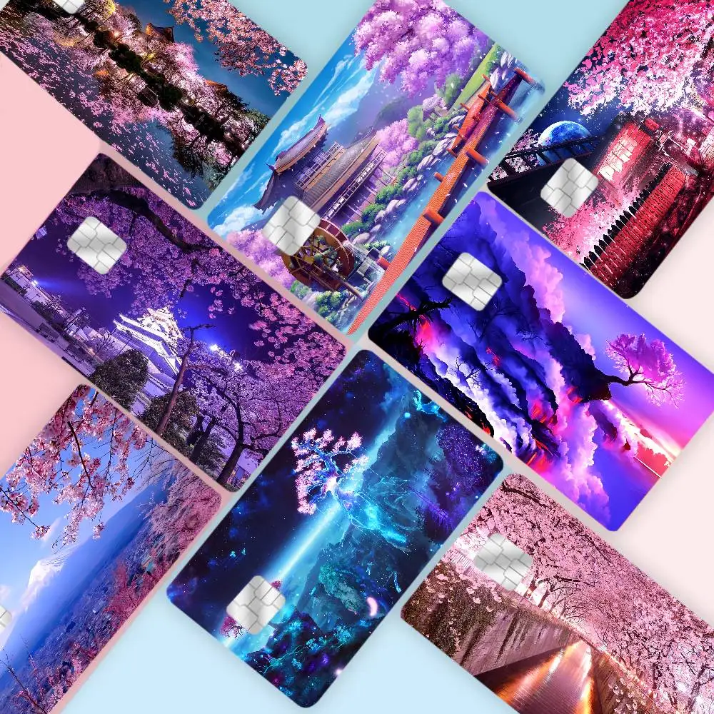 Sakura Scenery Game Anime Sticker Film Skin Cover Case for Small Large No Chip Debit Credit Card