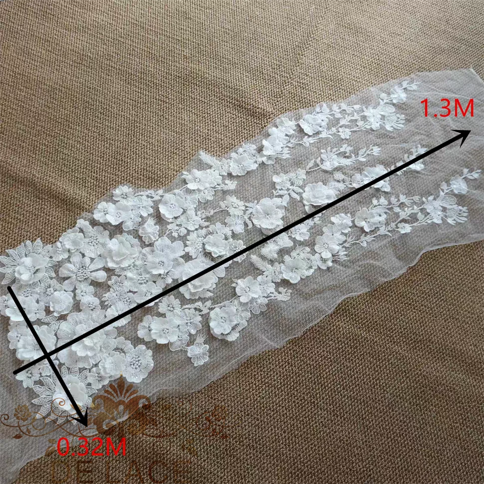 JZQ Latest FLoral Embroidered Lace 3D Flower Fabric With Sequins Wedding Dress DIY Lace Fabric