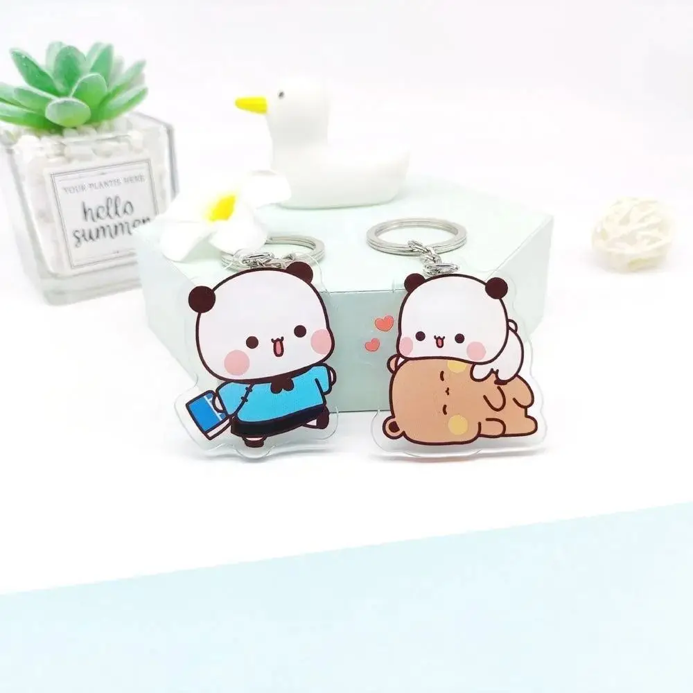 Cartoon Acrylic Expression Keychain Net Red Cute Couple Schoolbag Ornaments Cat Surrounding Stand Pendant Charm Keyring Gift