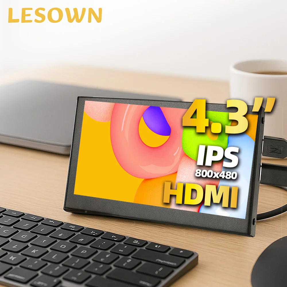 

LESOWN 4.3in Portable Mini Display 800x480 IPS Ultra-Slim Screen Portable Gaming Monitor for Laptop PC Gaming Driver-Free Setup