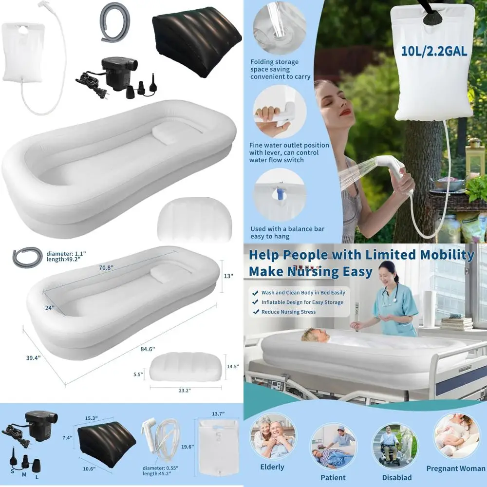 

Медицинская надувная ванна – портативная прикроватная ванна для пожилых людей, инвалидов, прикутых к постели и послеоперационных пациентов, мытье всего тела