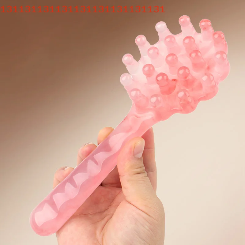 Peine de masaje de mango largo, masajeador de cabeza de resina, raspado meridiano, masaje del cuero cabelludo, acupuntura, Spa, herramienta de terapia de salud corporal para el hogar