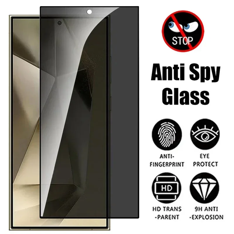 

Privacy Tempered Glass for Samsung Galaxy S24 Ultra S24+ Plus Fingerprint Unlocking Anti-spy Screen Protector S25Ultra Glass