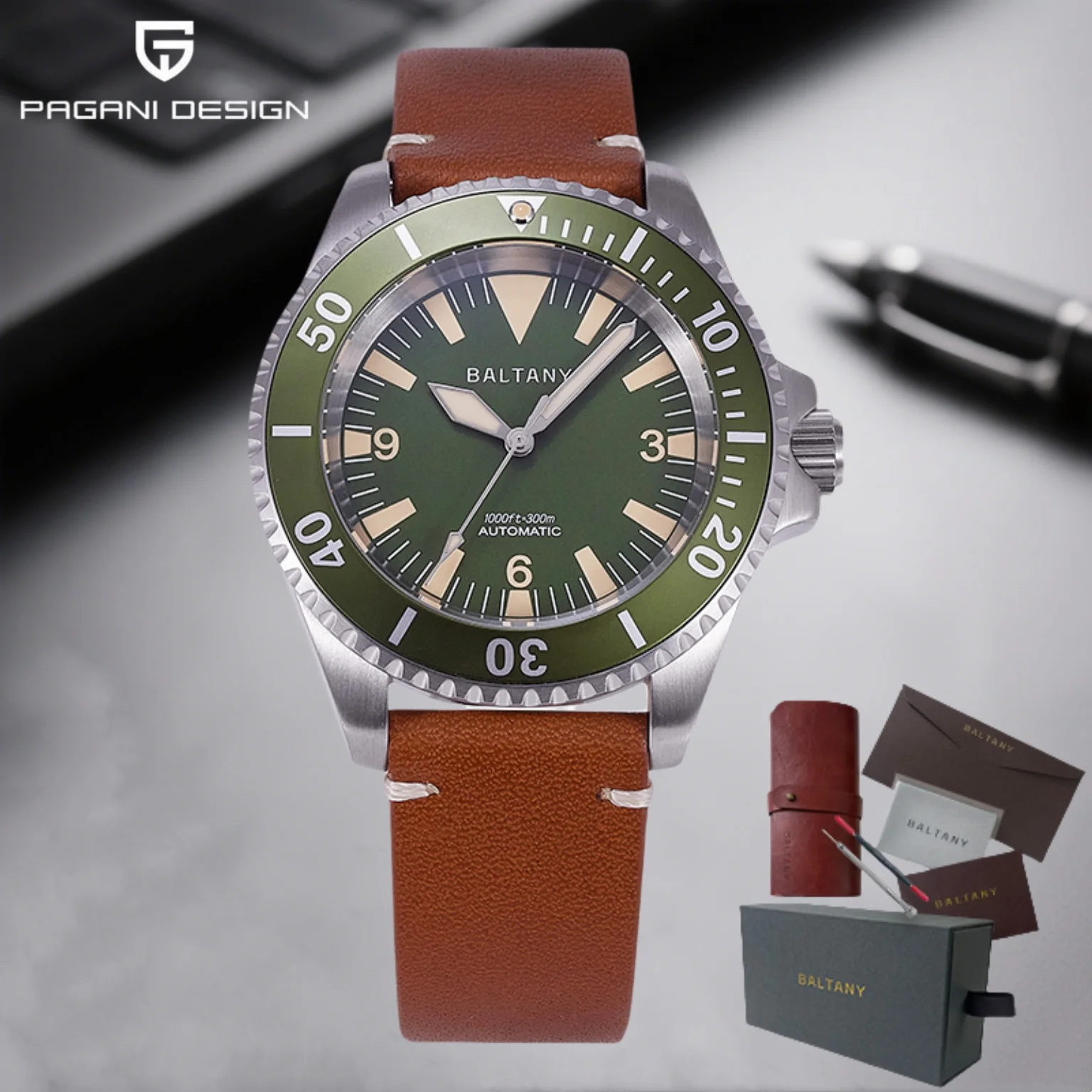 

Baltany 2025 New Men Automatic Mechanical Watch NH38 42mm Military Retro Sapphire Crystal Stainless Steel Luminous Reloj Hombre