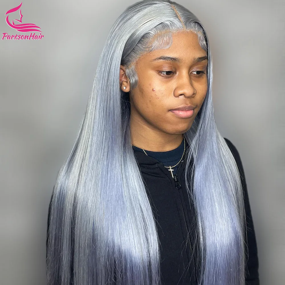 Silver Grey Bone Straight Lace Front Wigs 13x4 13x6 HD Lace Frontal Human Hair Wig Brazilian 613 Colored Hair For Black Women