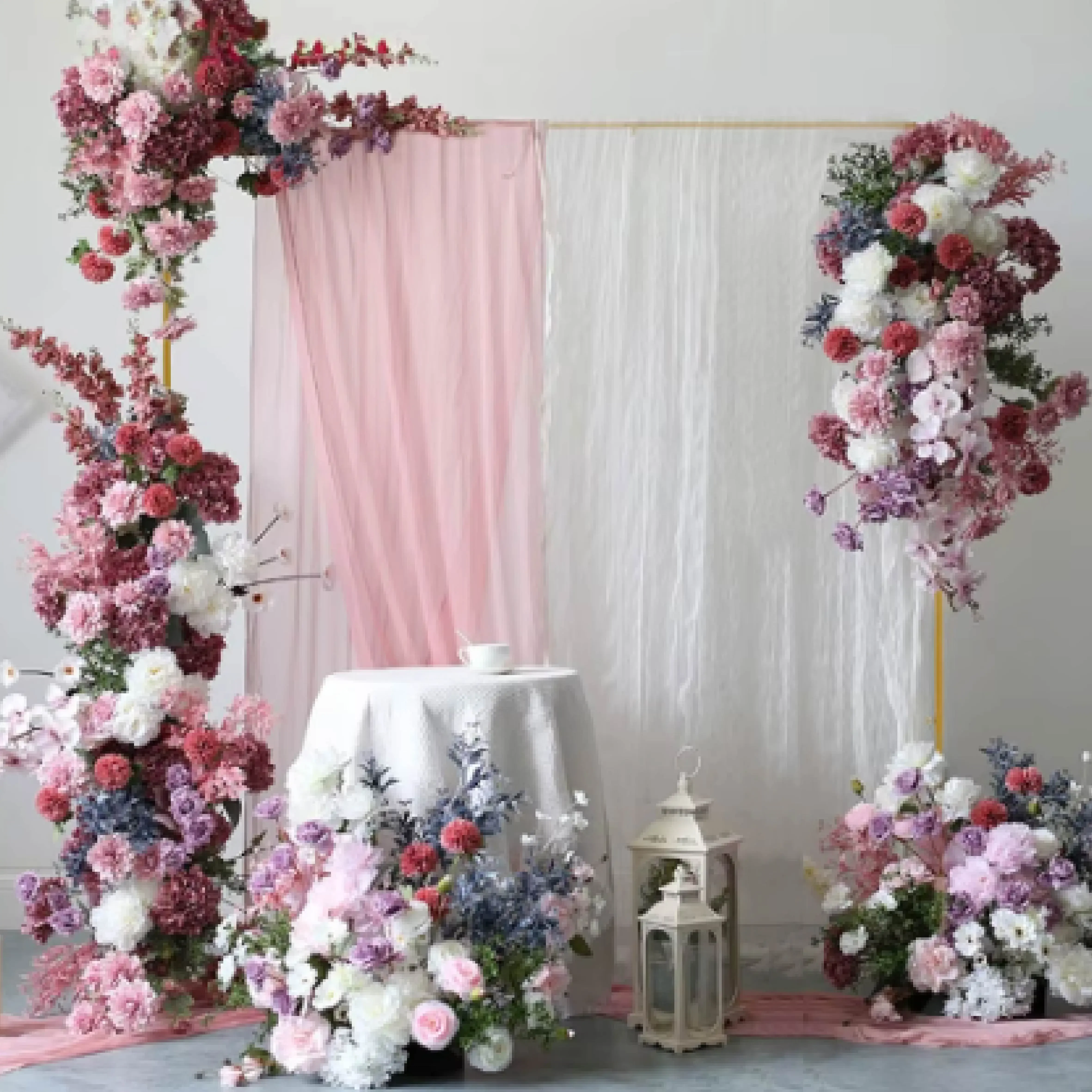 6.5ft / 8ft / 10ft Metal Square Arch Backdrop Frame,curtain Flower Holder Stand for Birthday Party and Wedding Background Decor