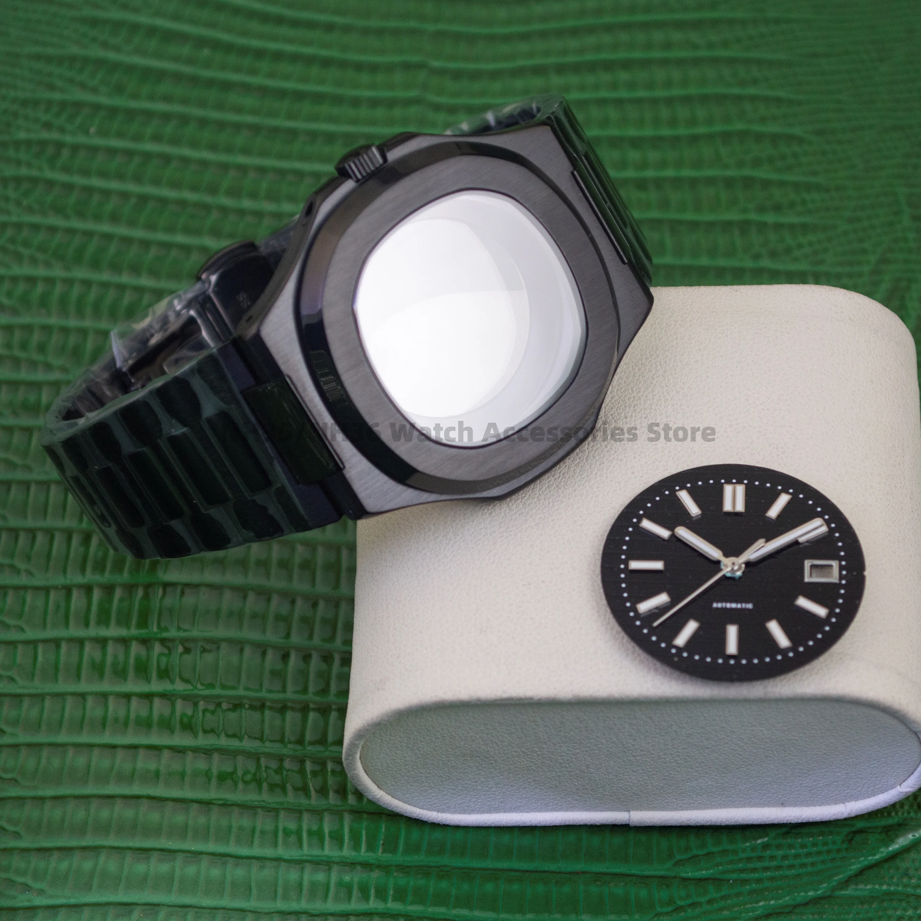 

Stainless Steel Watch Case Watchband Dial Hands For NH35 Automatic Movement Nautilus 30.5mm Luminous Dial Watch Mod Parts