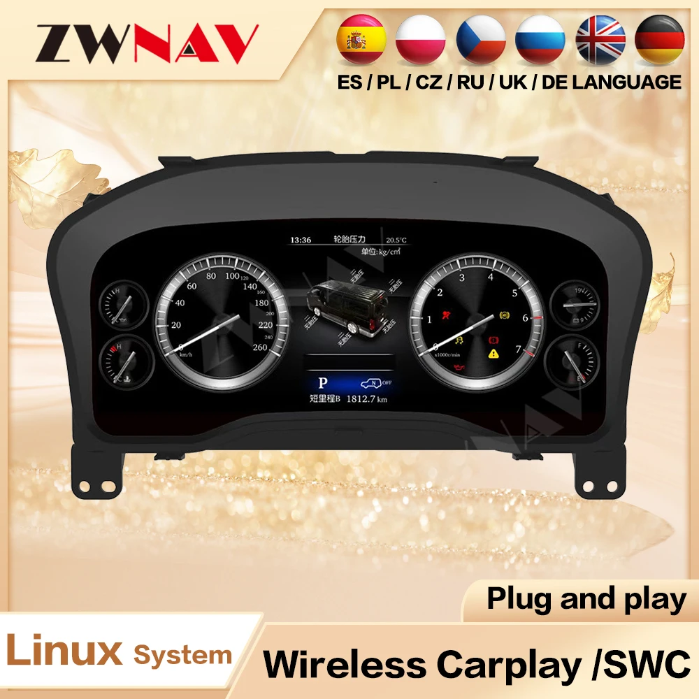 

ZWNAV 12,3-дюймовый для Toyota Hiace 2019-2021, спидометр, автомобильный ЖК-дисплей, цифровой кластер, виртуальный кабин, приборная панель, приборная панель